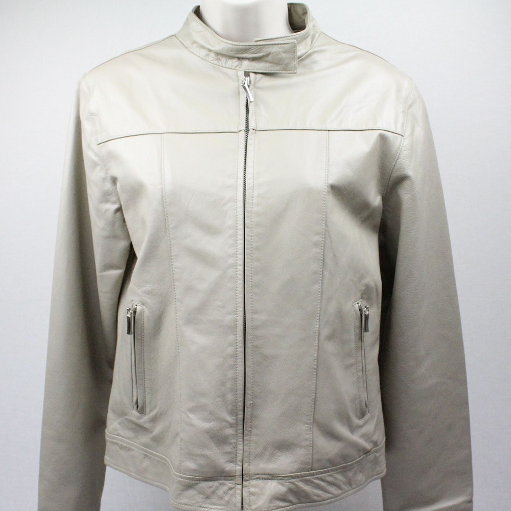 Oscar Piel Leather Moto Jacket Size Large